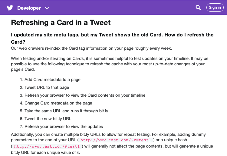 Twitter Cardsのキャッシュ更新の方法を整理